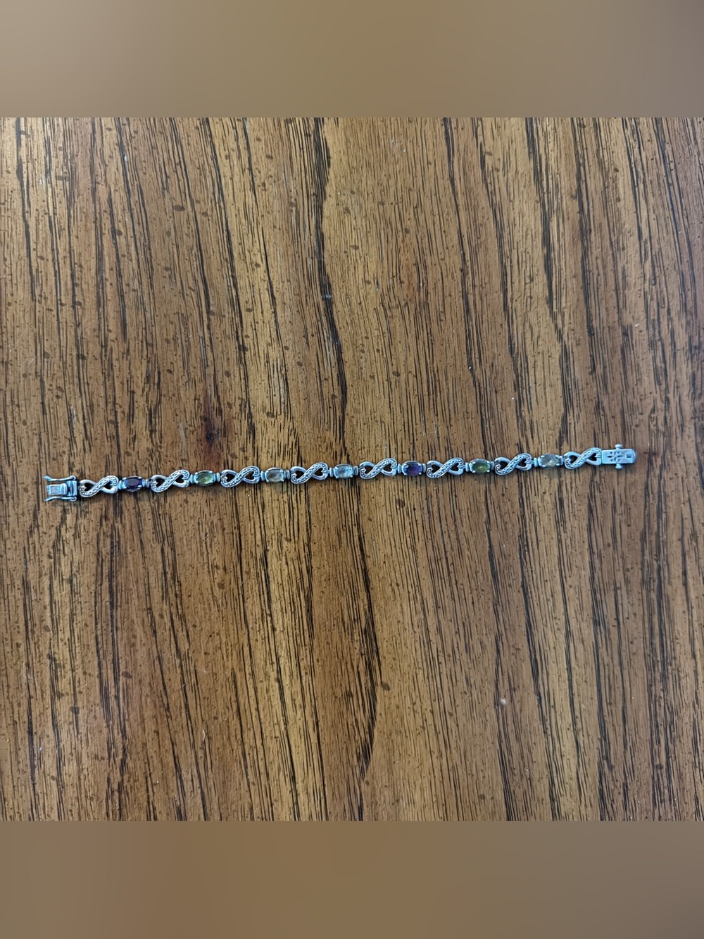 925 Sterling Silver Multi Color Stones Infinity Tennis Bracelet